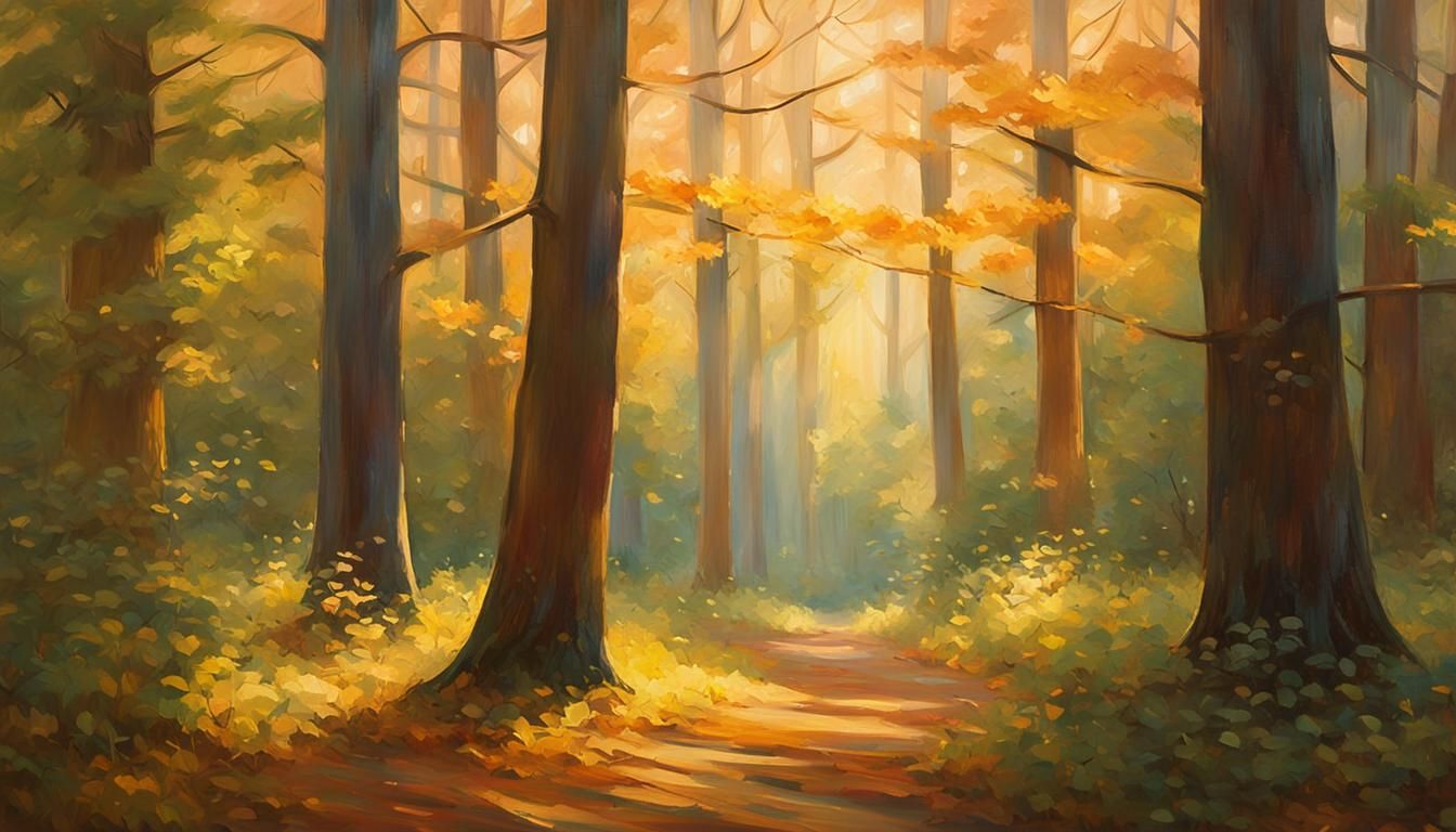 Impressionistic Forest Breeze in Golden Light