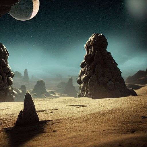 Lush Alien Landscape with Armored Figures