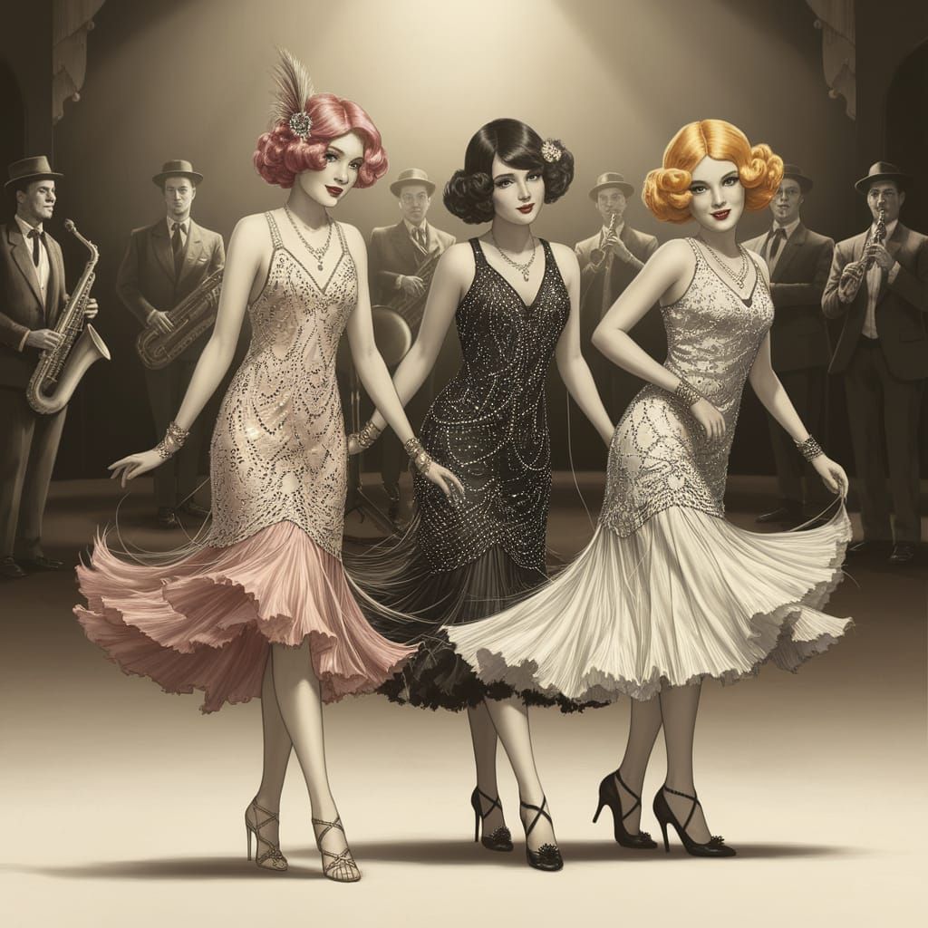 Elegant Flapper Powerpuff Girls in Vintage Jazz Era