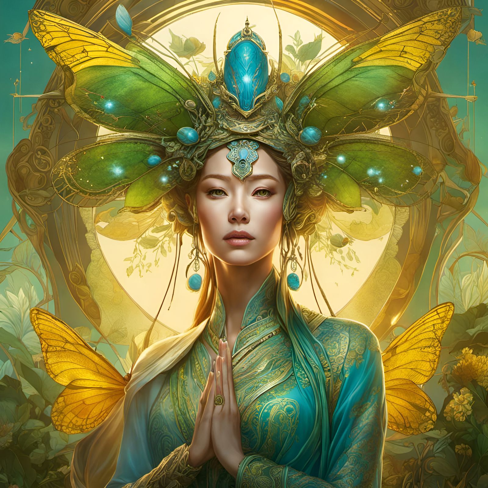Guardian Mantis Portrait in Detailed Art Style