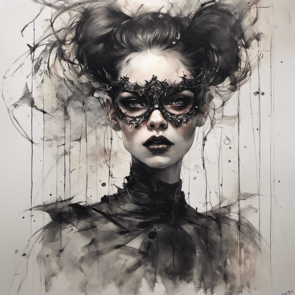 Gothic Ballerina Portrait in Splash Art Style