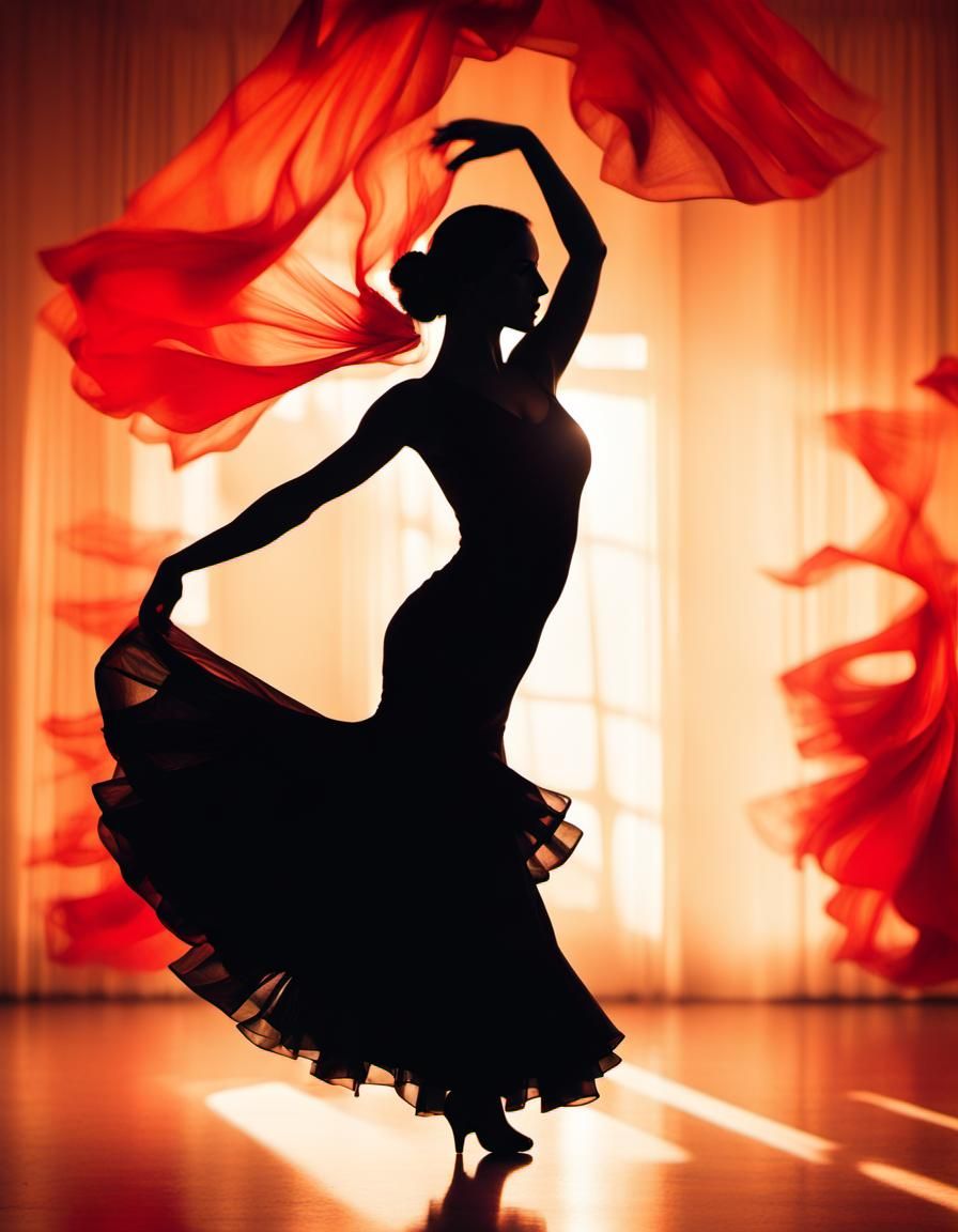 Double Exposure: Ballroom Banquet in Dancer Silhouette