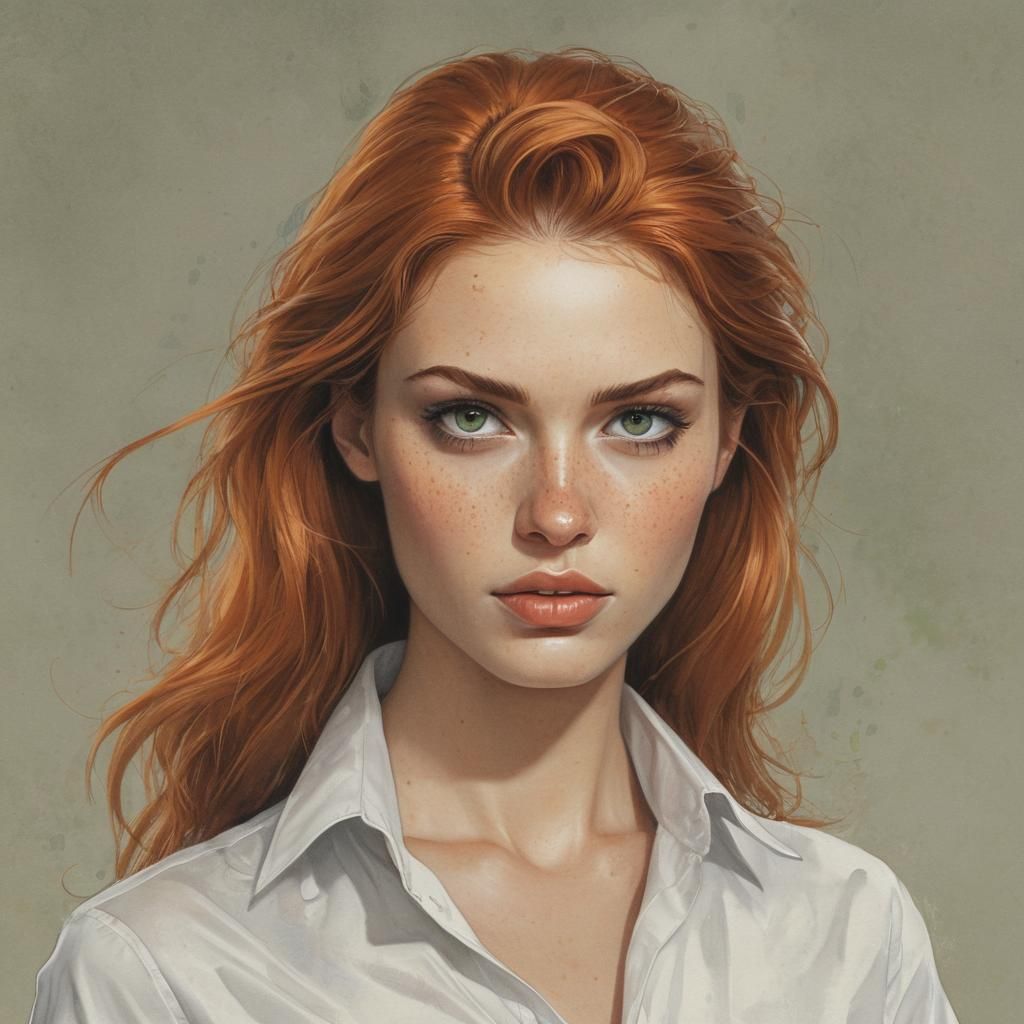 Retro-Futuristic Woman Portrait in Watercolor Style