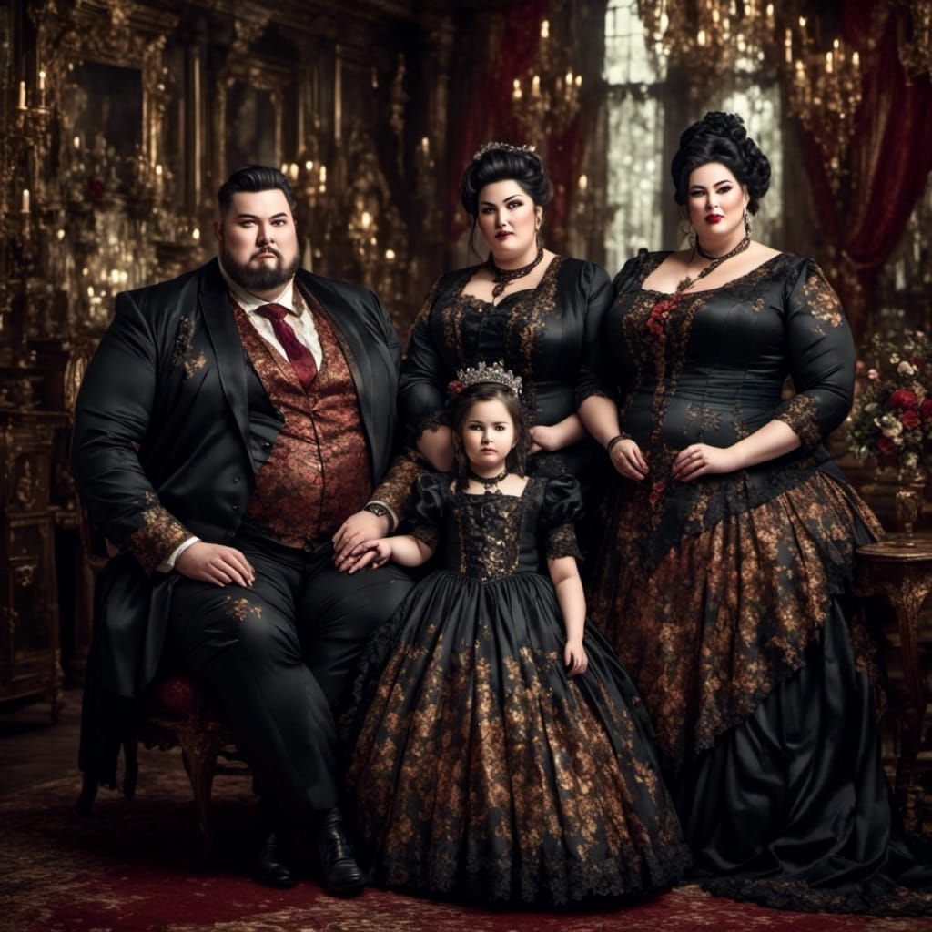 Animated Family Portrait with Curvy Figures