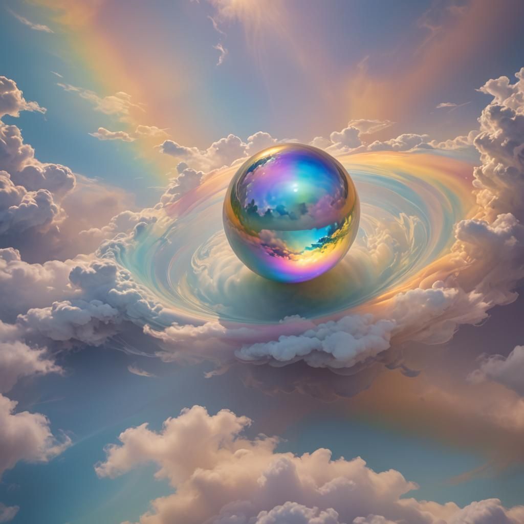 Surrealism Masterpiece: Iridescent Orb in Dreamlike Void