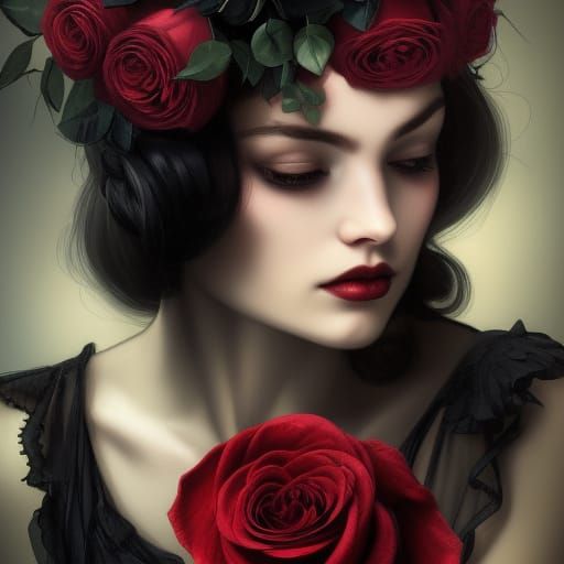 Gothic Bouquet of Red and Black Roses