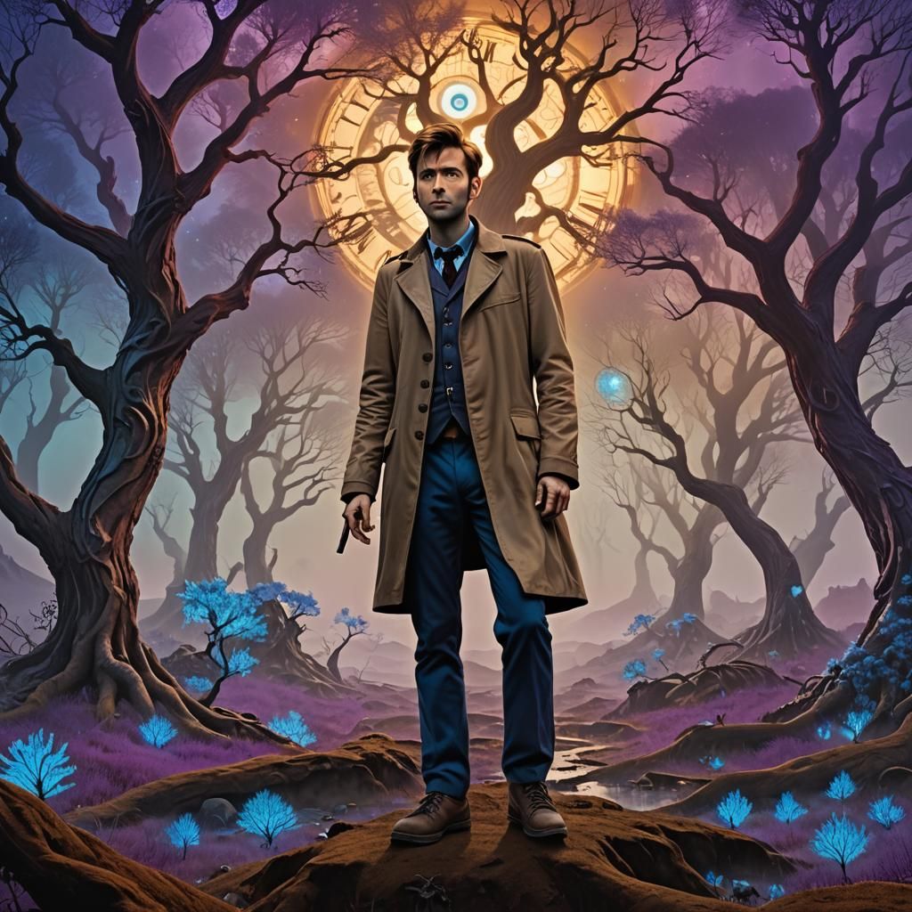 Tenth Doctor in Alien Landscape, Digital Art