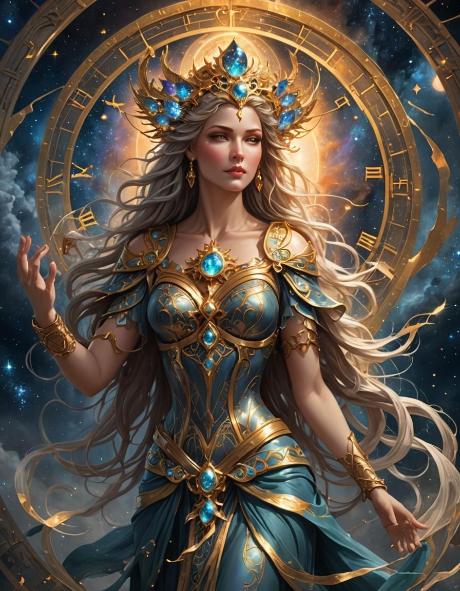 Goddess of Magic and Time in Fantasy Art Style