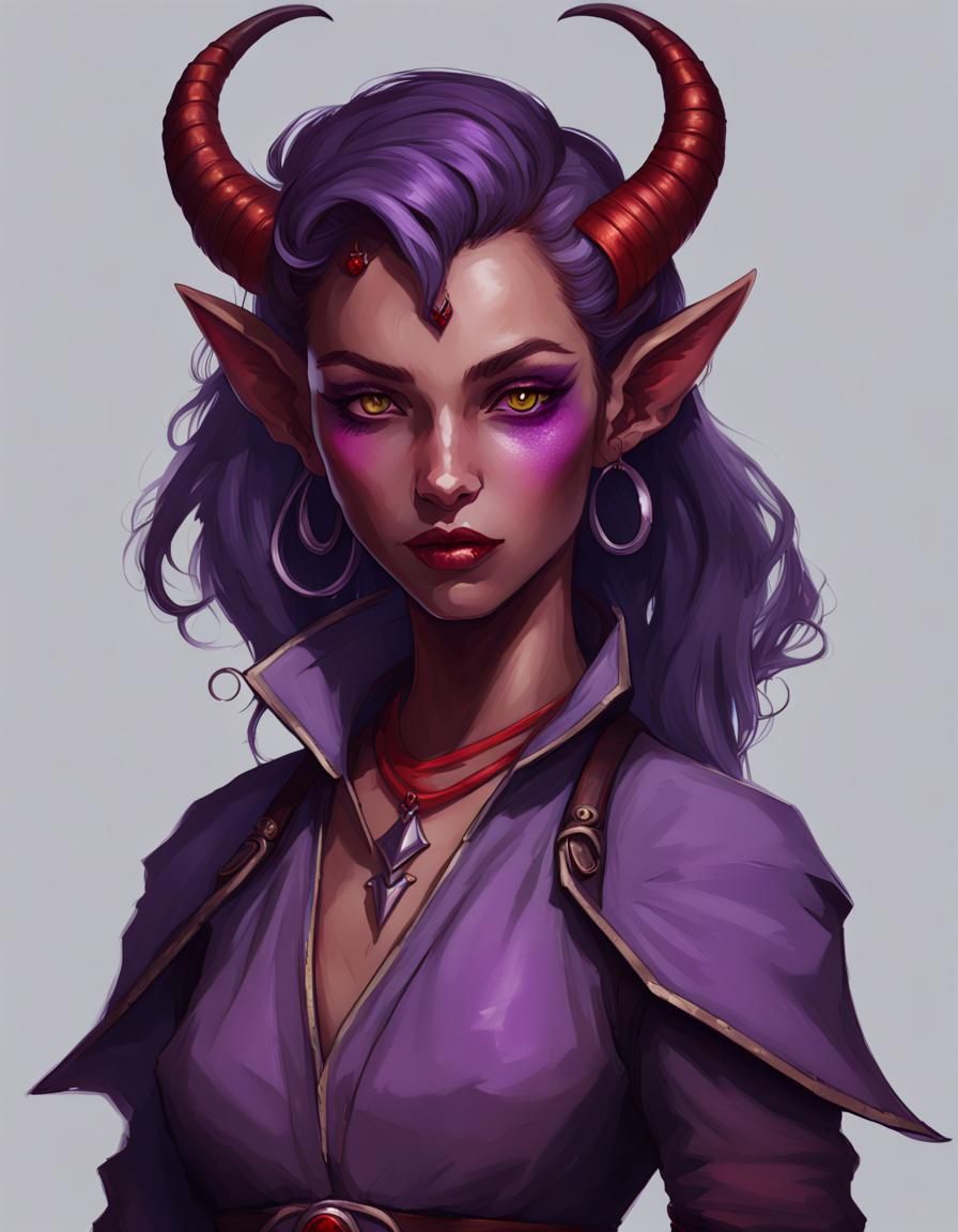 Tiefling Warlock Character Portrait in High Detail