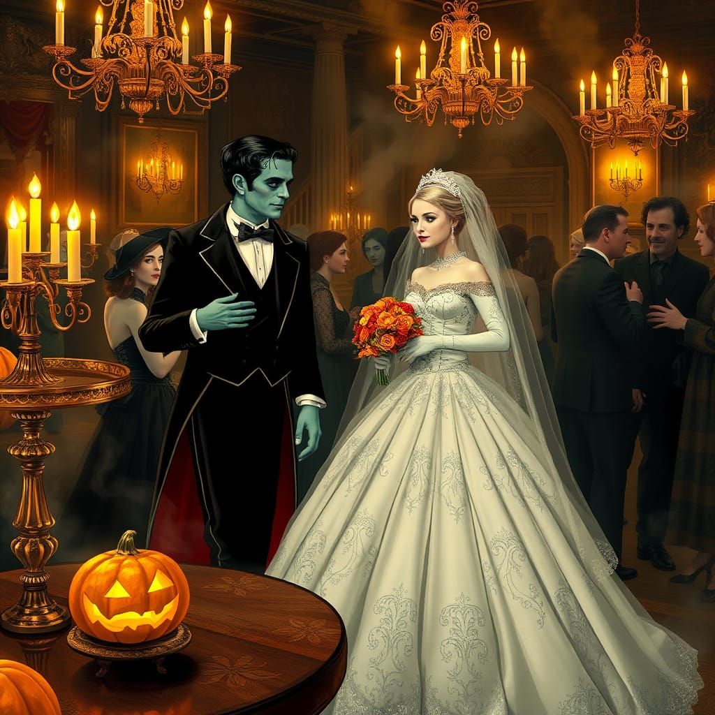 Gothic Halloween Masquerade Ball with Jack and Bride