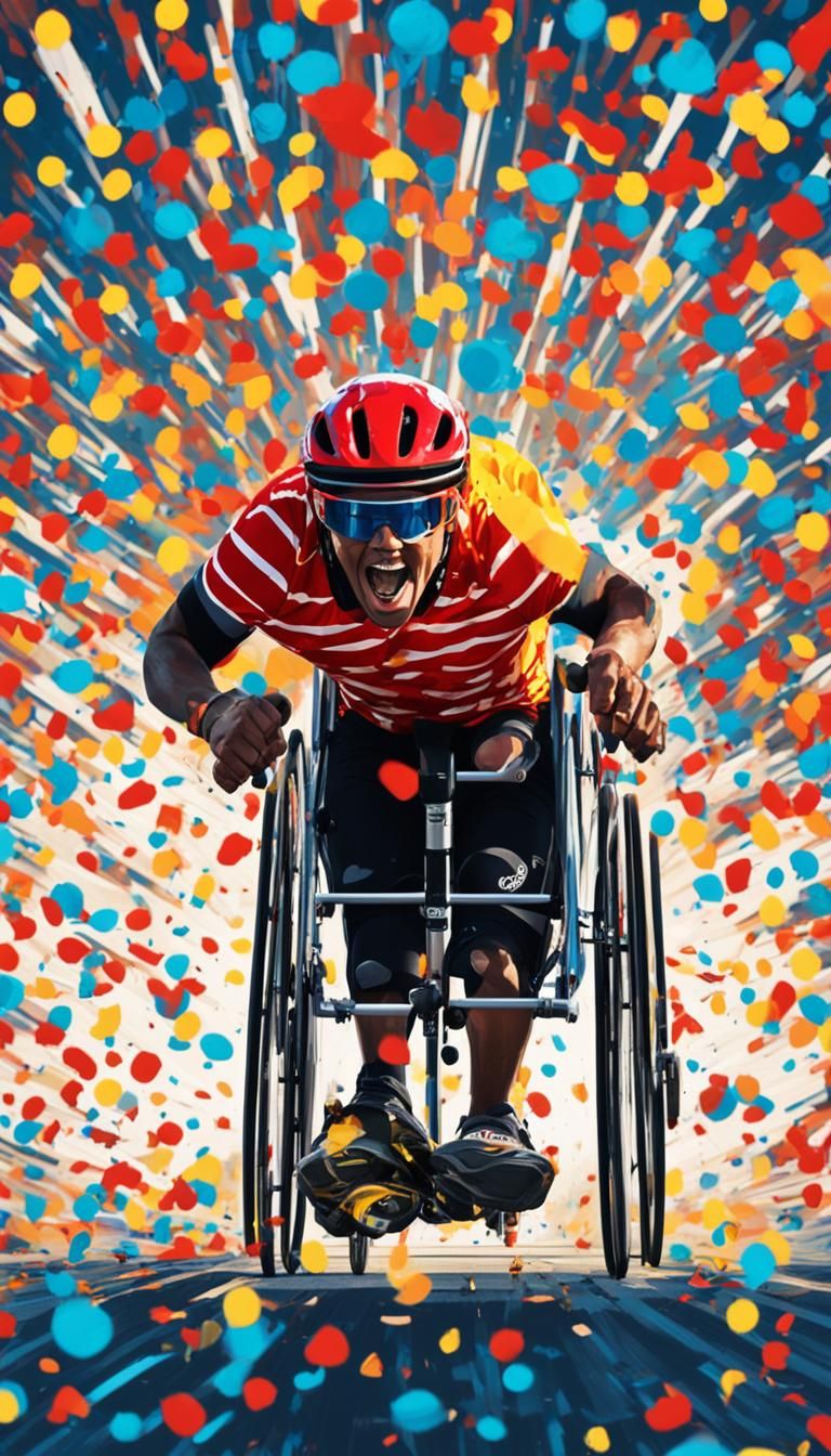 Victorious Para-Athlete in Pop Art Style
