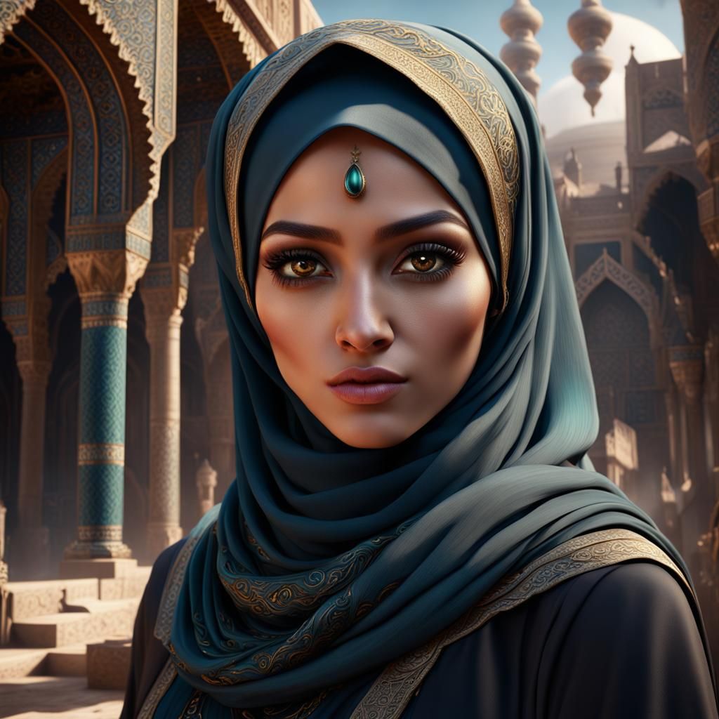 Girl in Hijab: Detailed Fantasy Concept Art