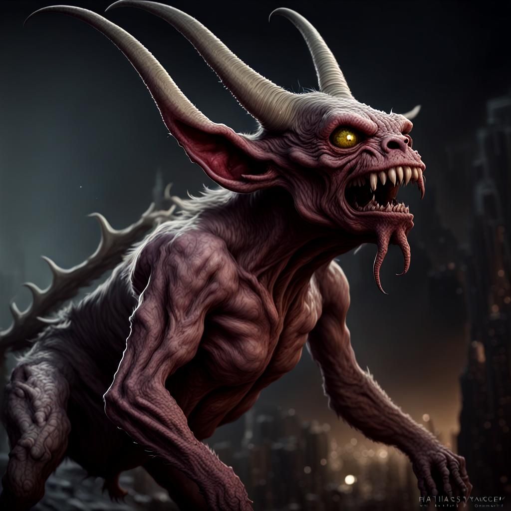 Hyperdetailed Ugly Demon Creature in Fantasycore Style