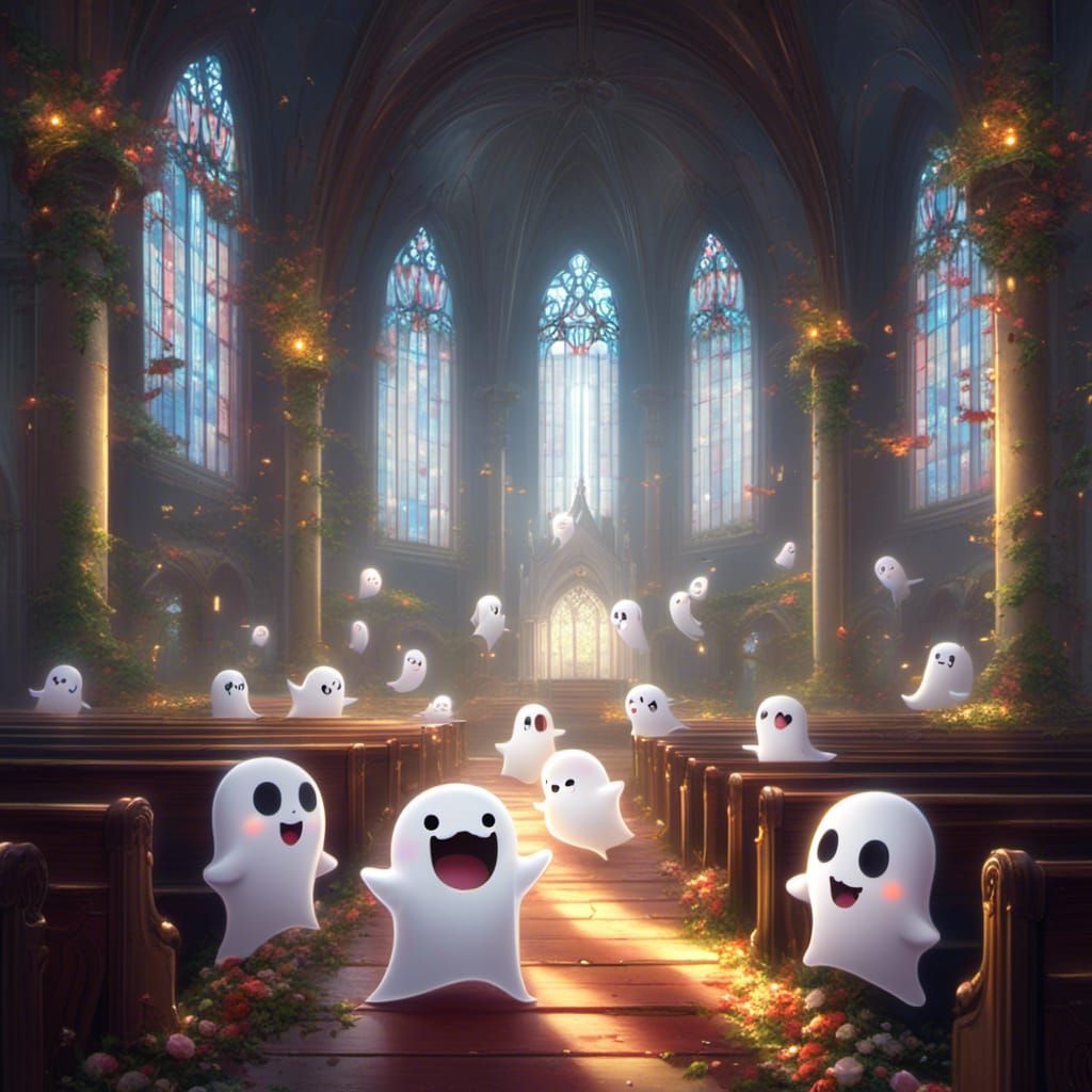 Cute Ghosts Laughing in Abandoned Church