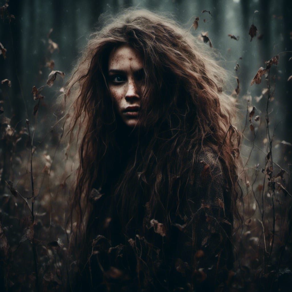 Mysterious Rouge Girl Hiding in Shadows: Hyperrealism