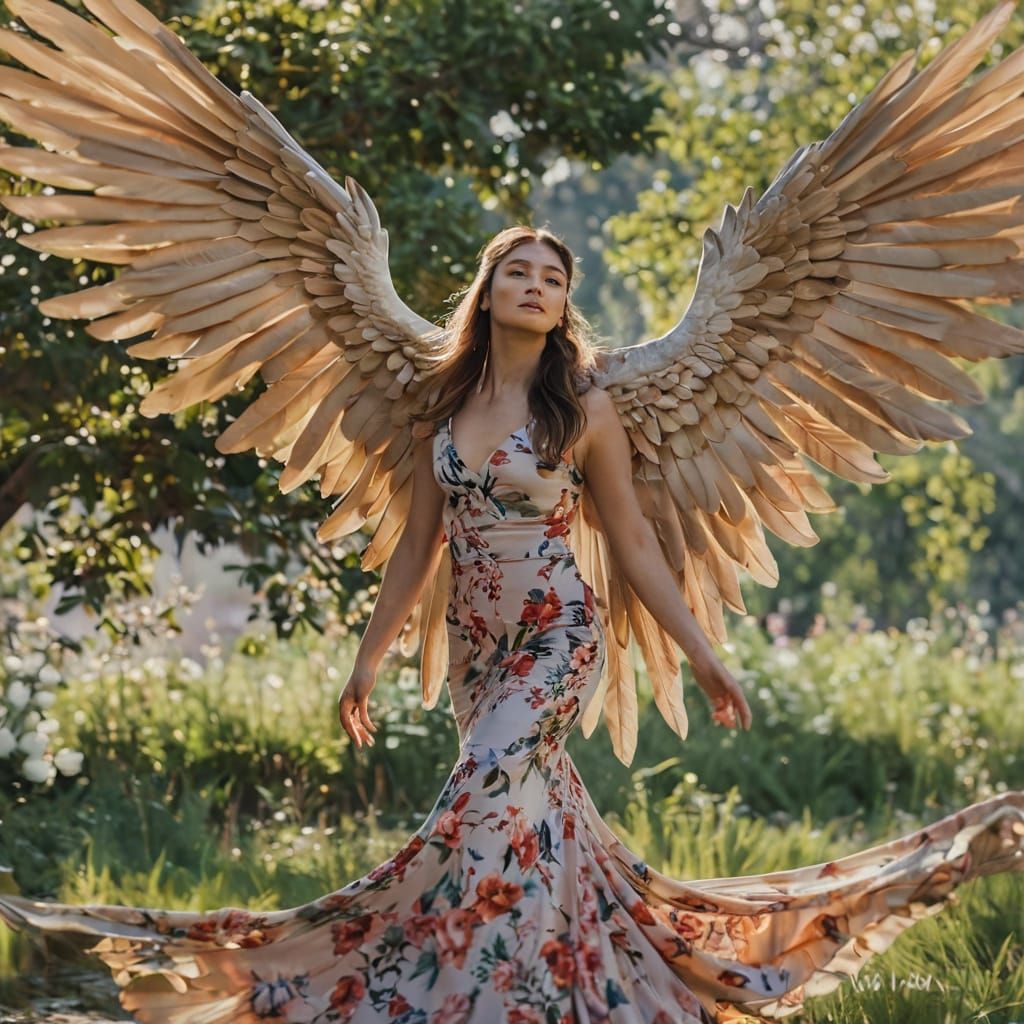 Elegant Garden Portrait in Vibrant Colors