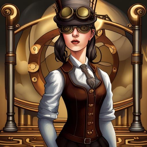 Steampunk Girl in Victorian-Inspired Outfit