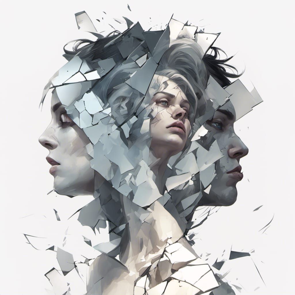 Shattered Personalities: Monochromatic Concept Art Portrait