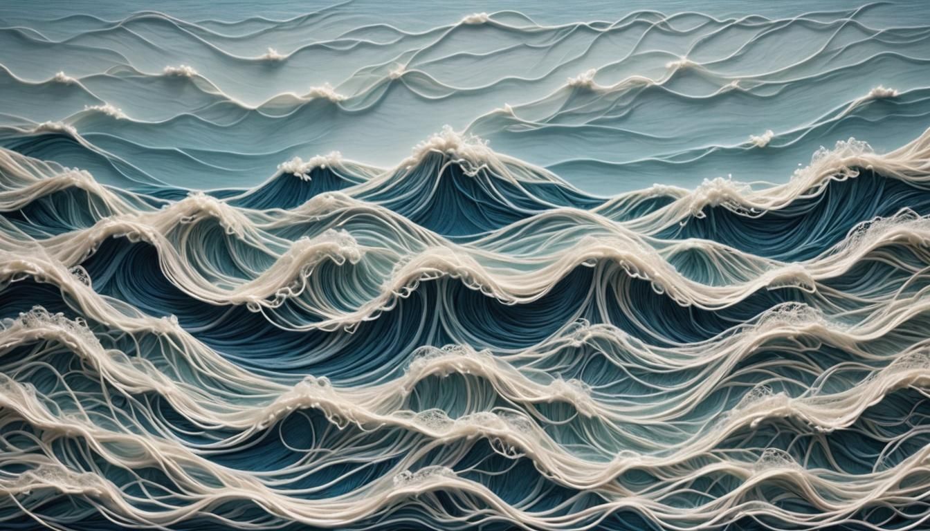 String Oceanscape: Waves and Sailing Boat