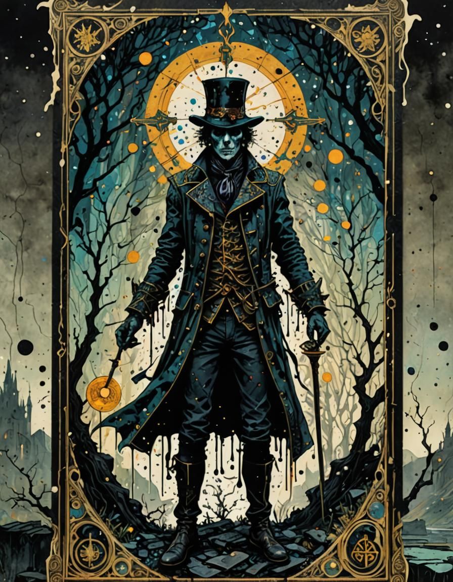 Psychedelic Tarot Hanged Man Card in Impasto Style