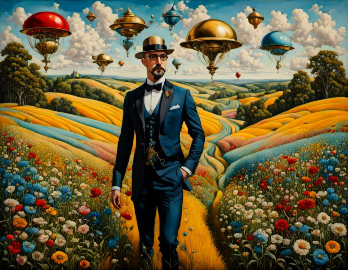 Person Walks in Surreal Biopunk Field