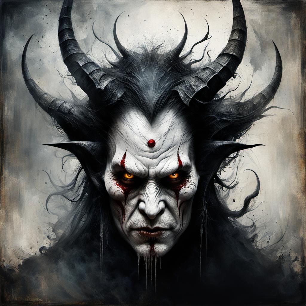 Demonic Sorcerer Casting Magic Spell in Cyberpunk Style