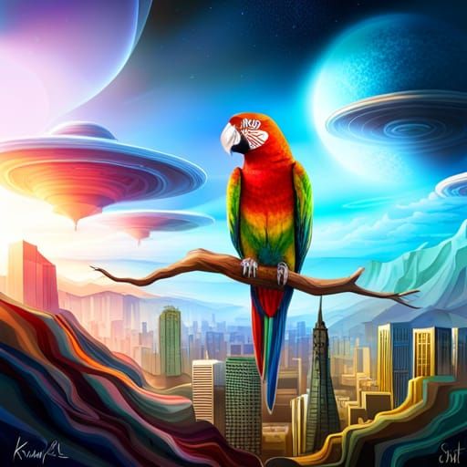 Parrot Feasting on UFO Seed with Origami Owl