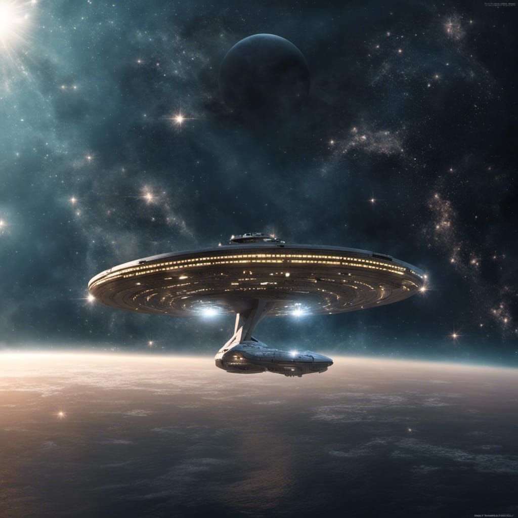 USS Enterprise Starship Exploring Space in Hyperrealism
