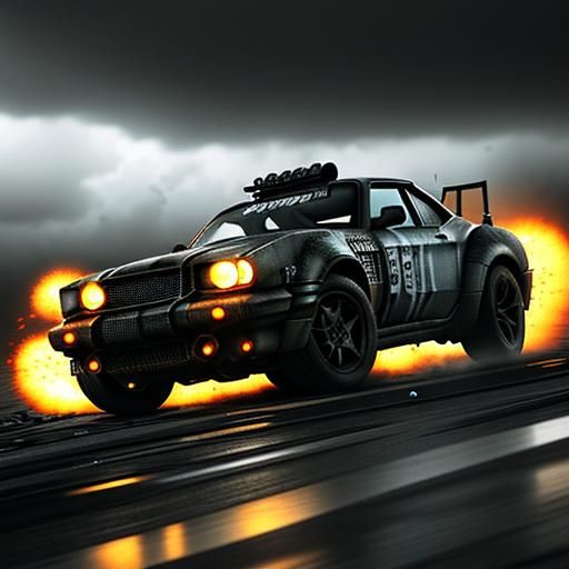 Cyberpunk Chibi Driver Races Through Wasteland