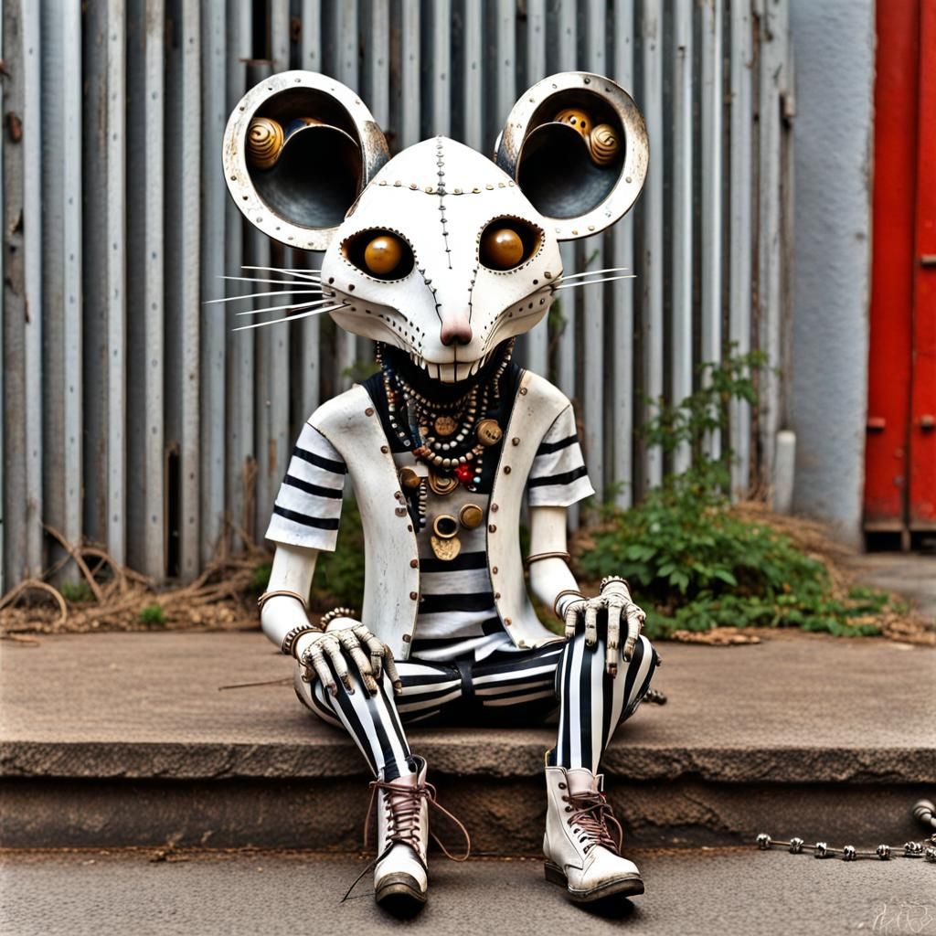 Ancient Japanese Rat Puppet Sculpture