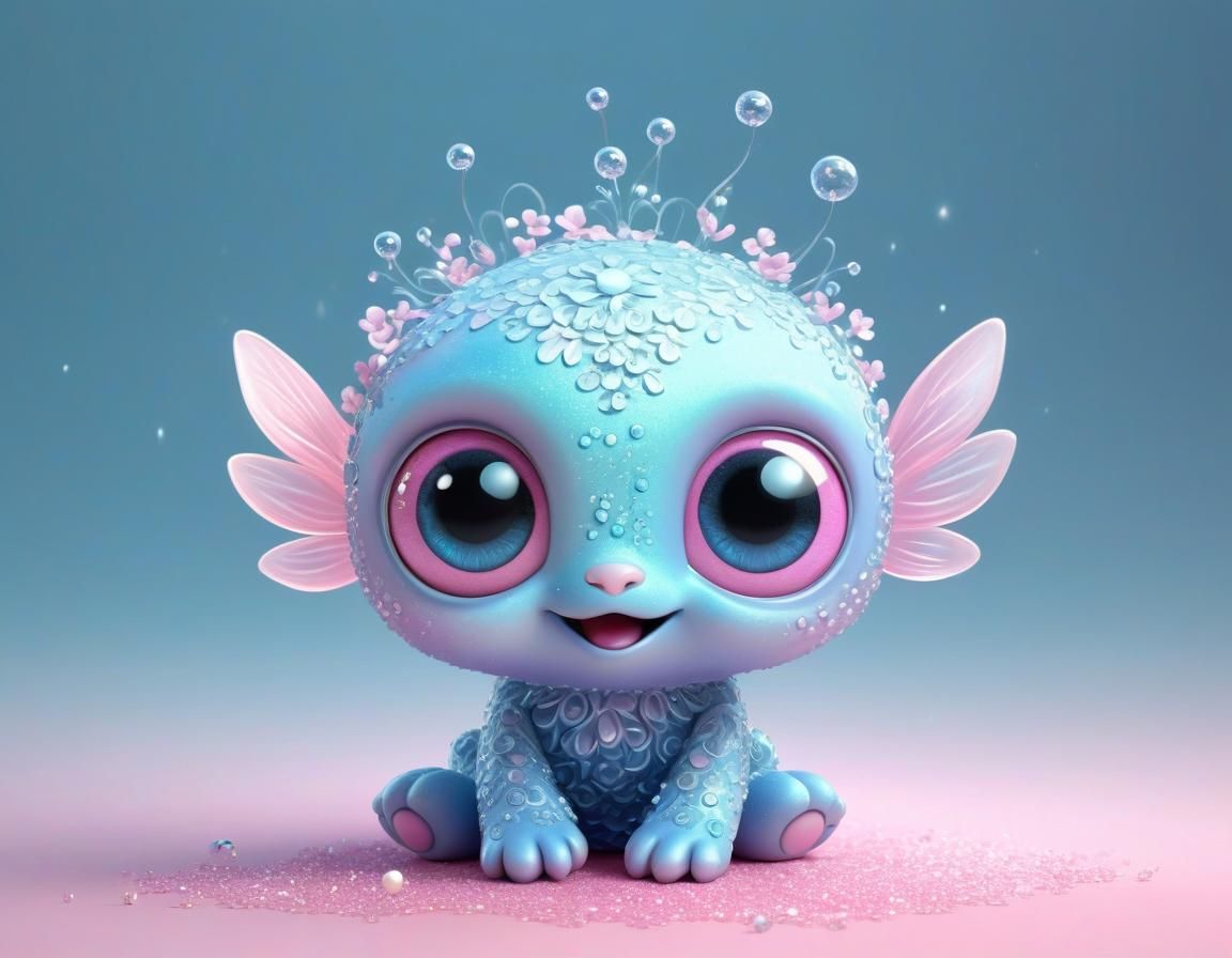 Cute Ethereal Creature in Light Blue and Pink