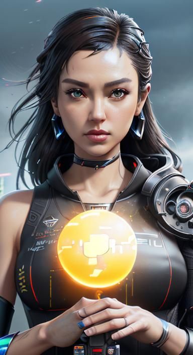 Nintendo Switch Girl in Anime Cyberpunk Style