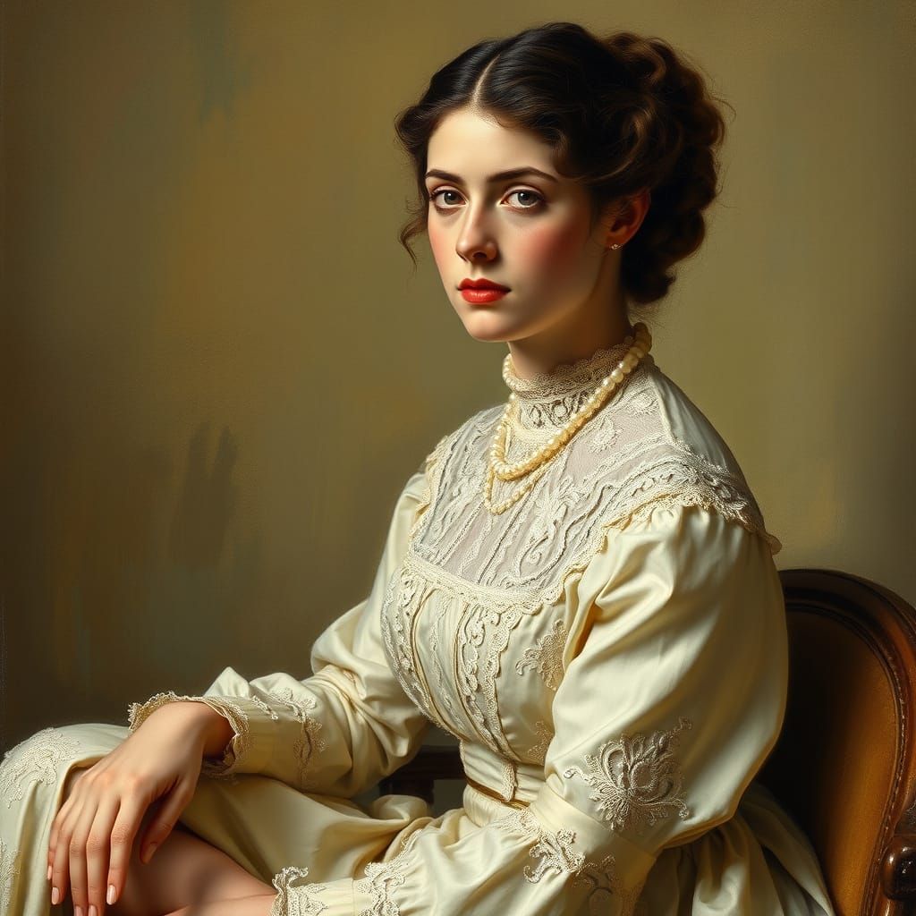 Elegant Edwardian Lady in Golden Hues