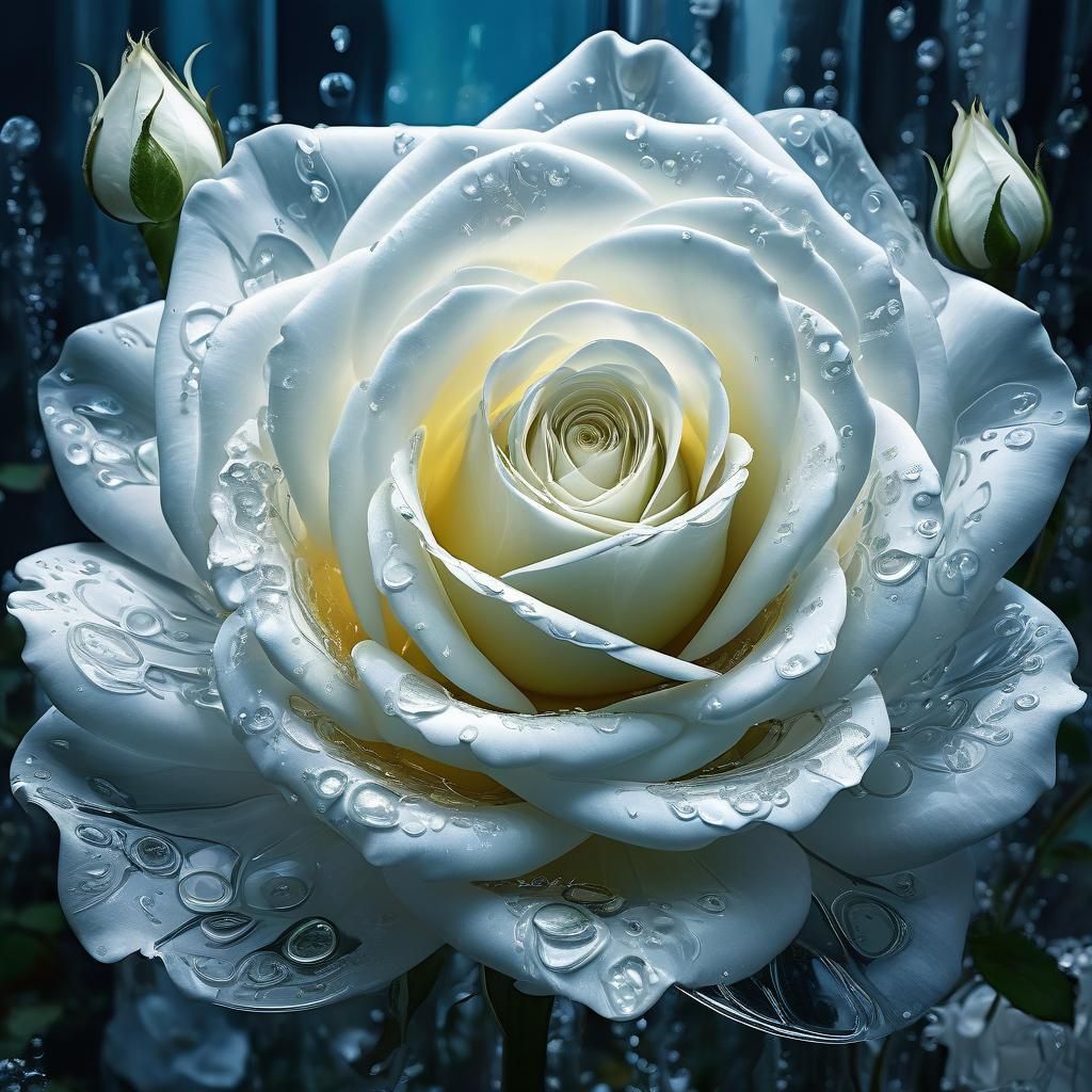 Surreal Glass Rose in Dreamy, Ethereal Landscape