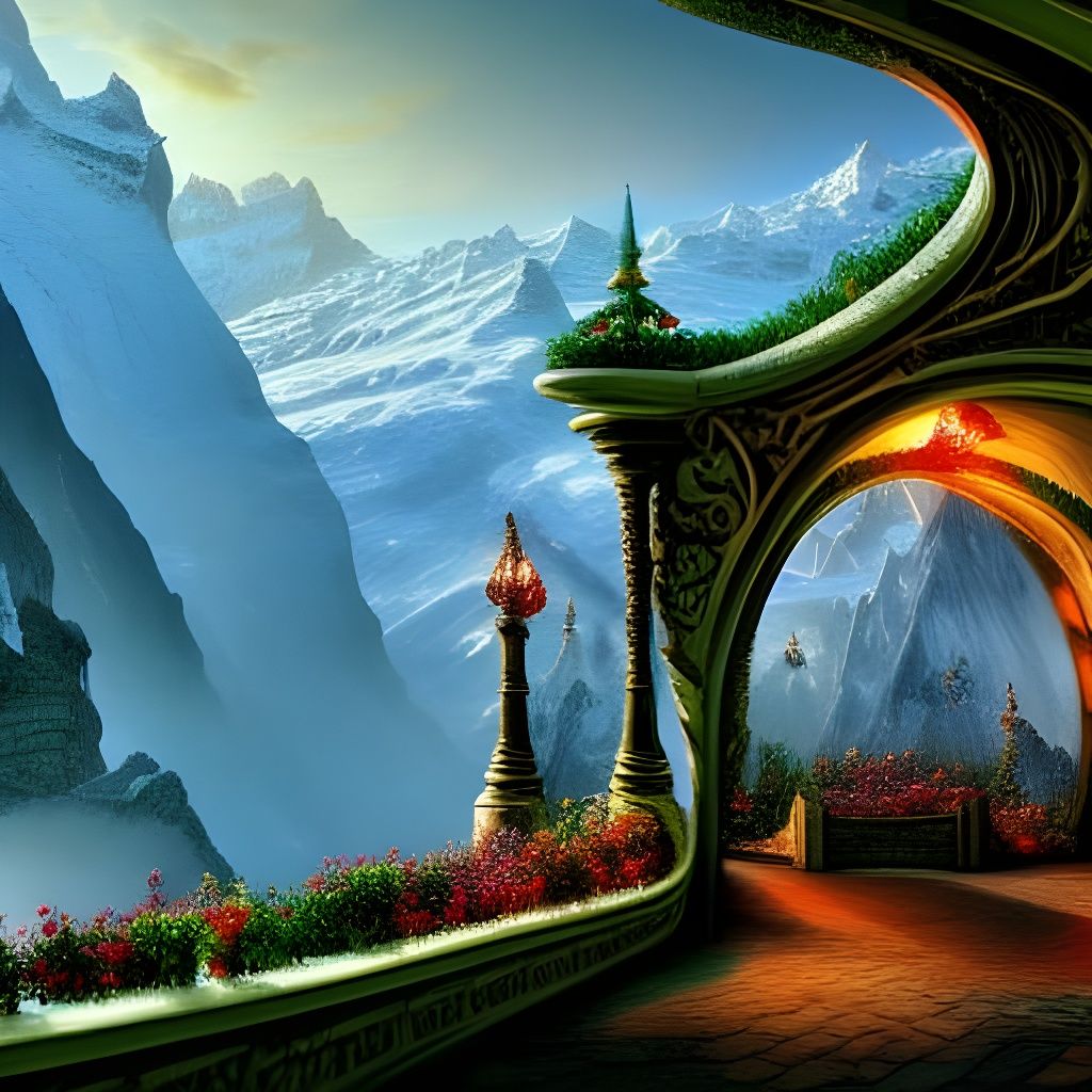 Cosmic Glacier Palace in Switzerland: Digital Sci-Fi Art