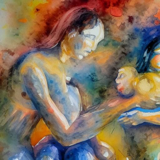 Empathy in Gouache Style Watercolor Painting