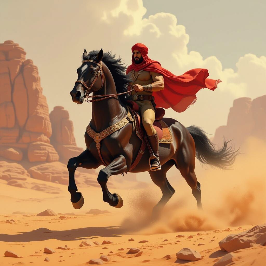 Pre-Islamic Horse Idol: Heroic Digital Painting