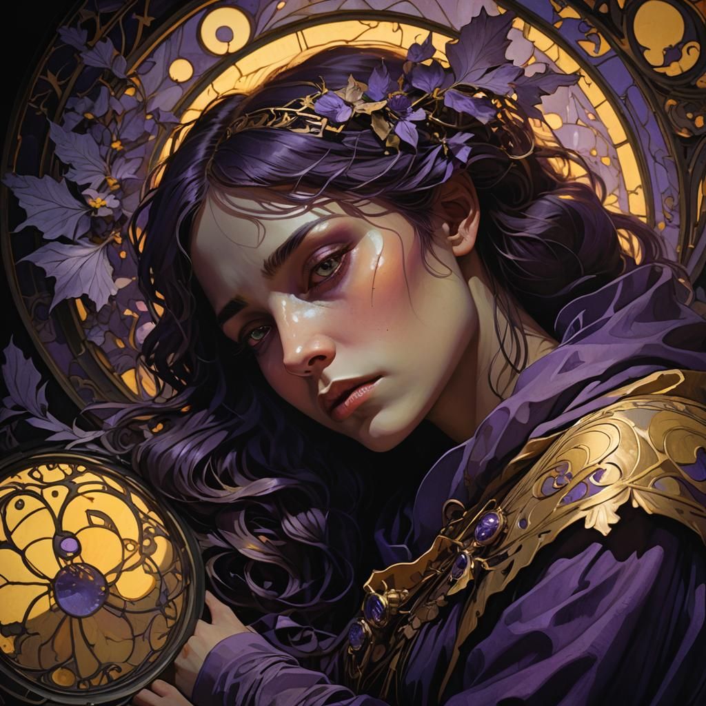 Eerie Shadows Surround Sleeping Woman: Dark Fantasy Art