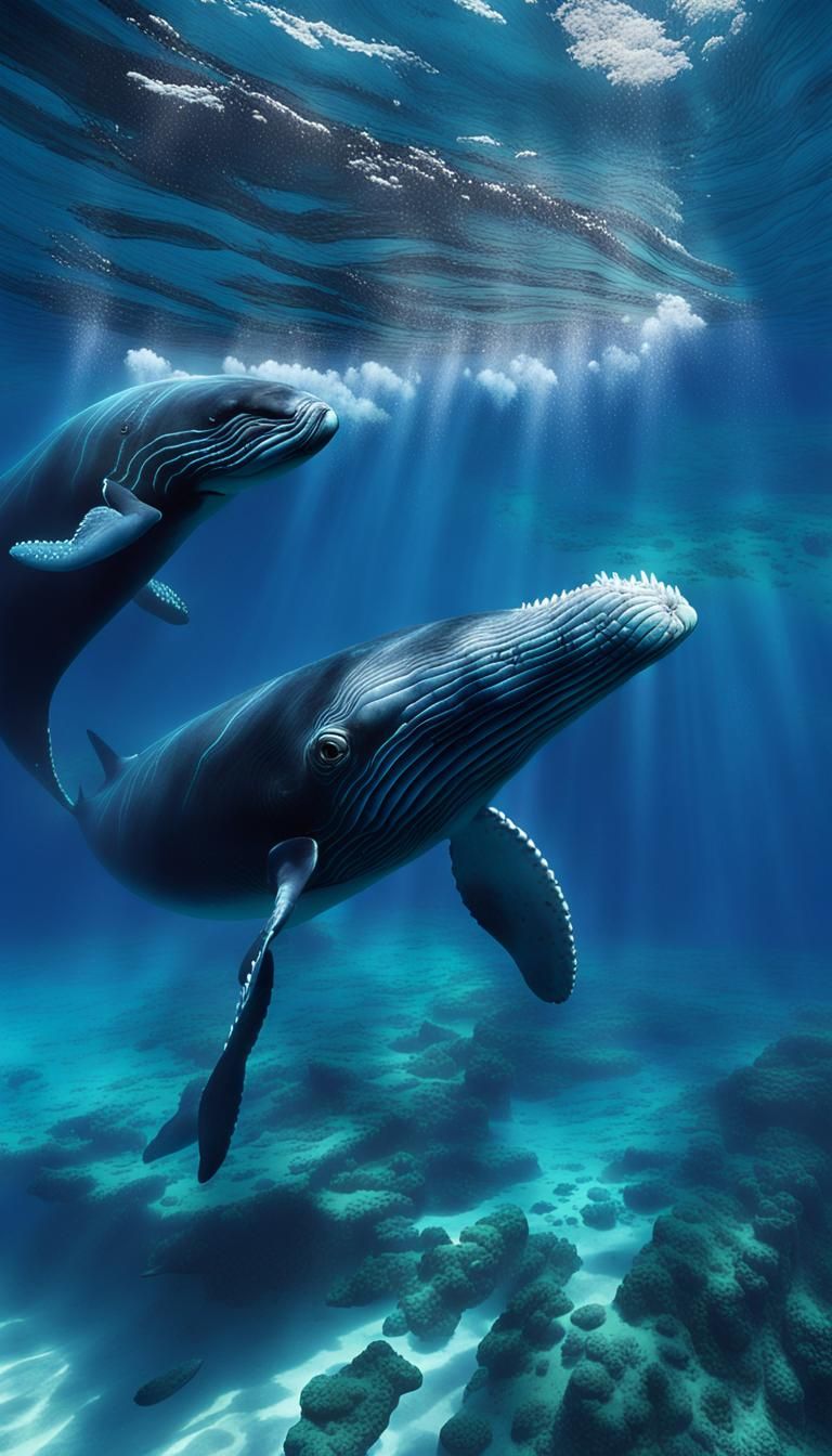 Humpback Whales Silhouetted in Turks and Caicos Waters