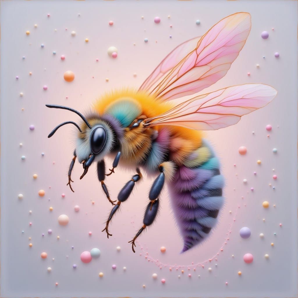 Pastel Colored Bee in Vibrant Hues