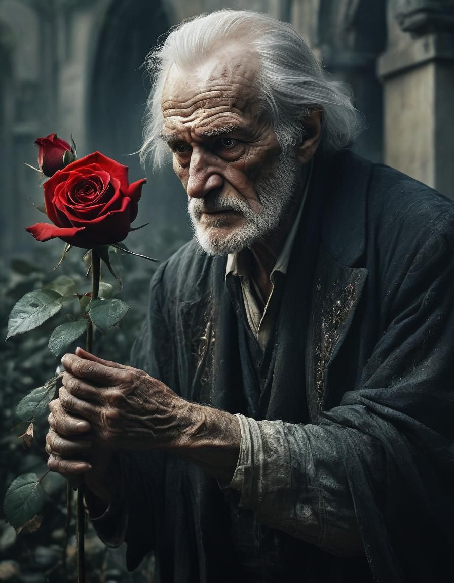 Fantasy Art: Old Man's Rejection of Young Beauty