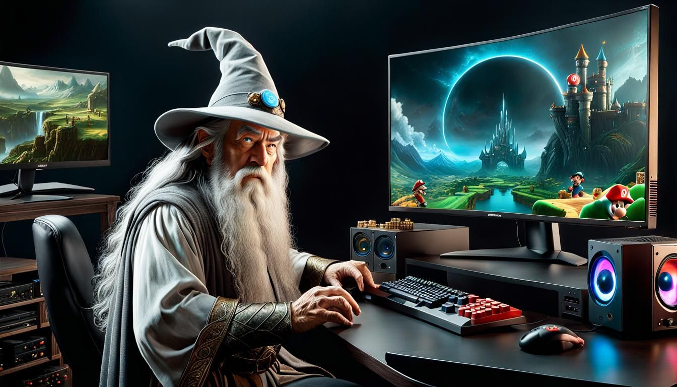 Gandalf Plays Mario on Fantasy Gaming PC
