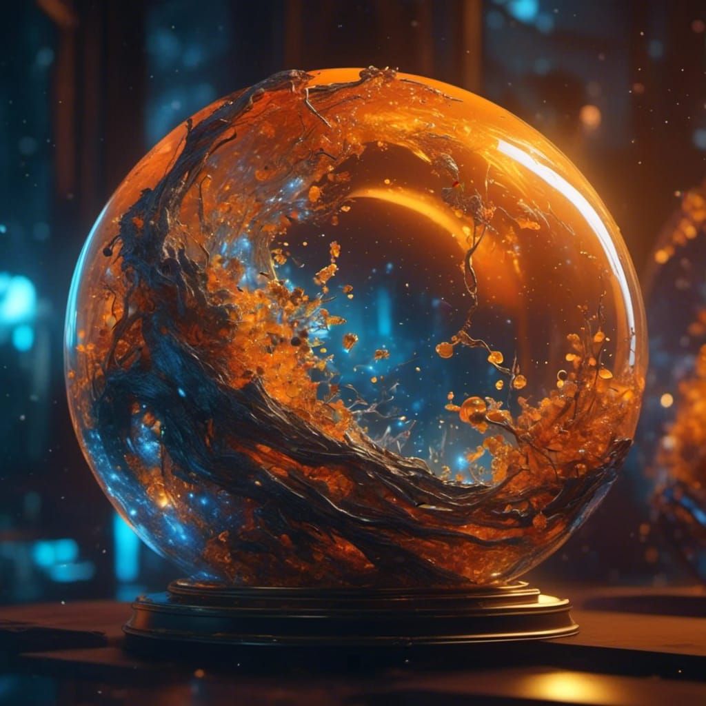 Bioluminescent Glass Globe in Detailed Digital Art