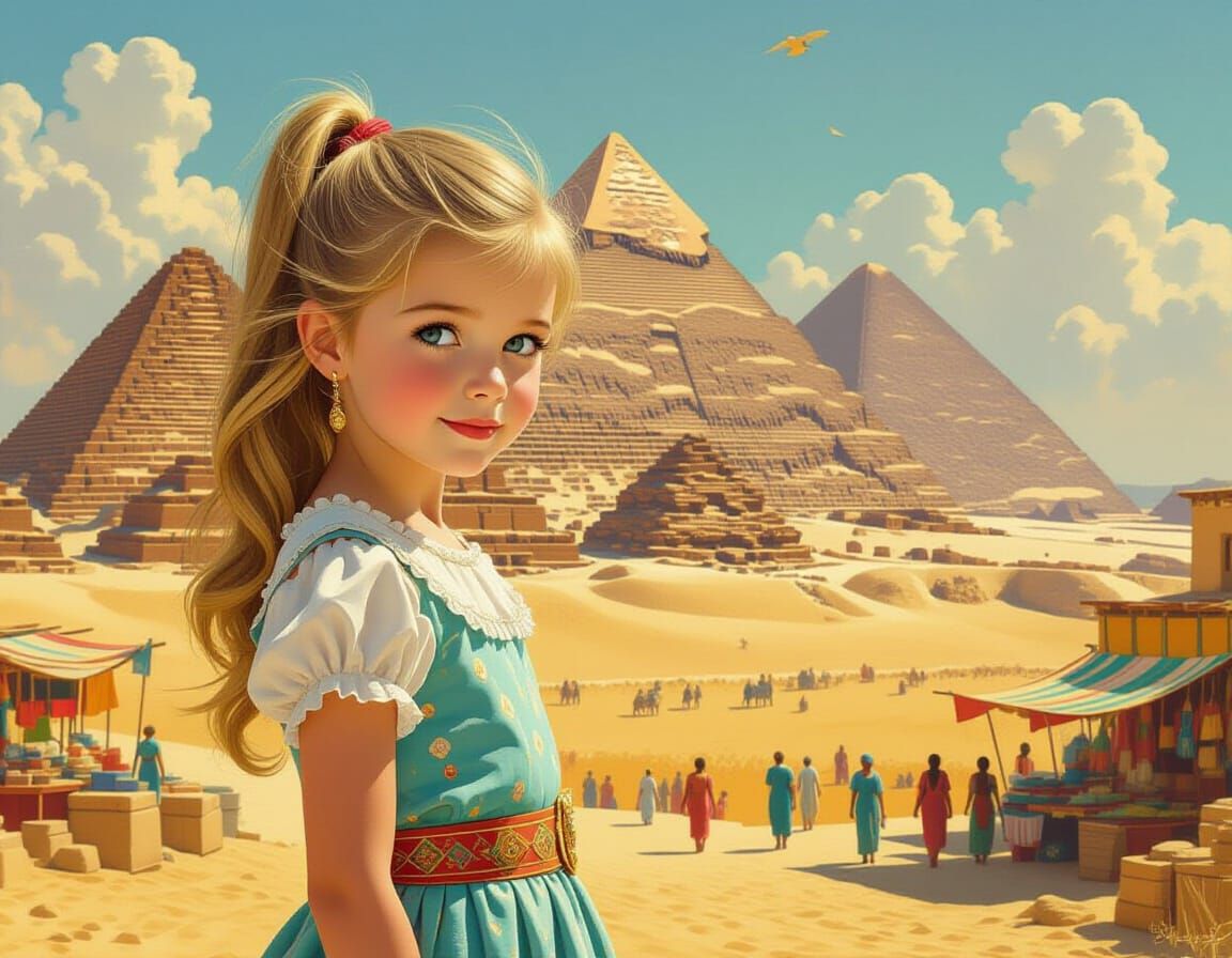 Egyptian Scene in Pin-Up Nostalgic Style