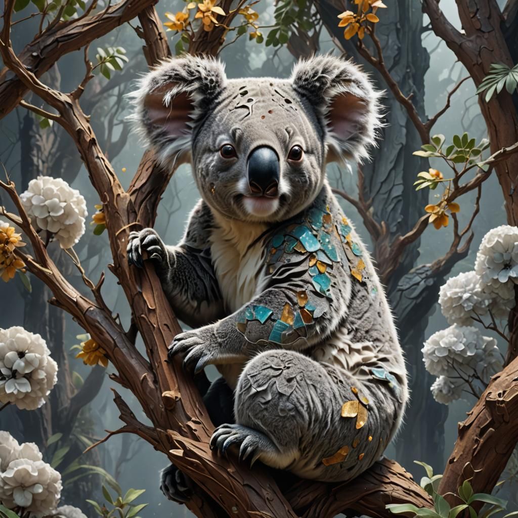 Koala with Calcite Skin: Detailed Matte Painting