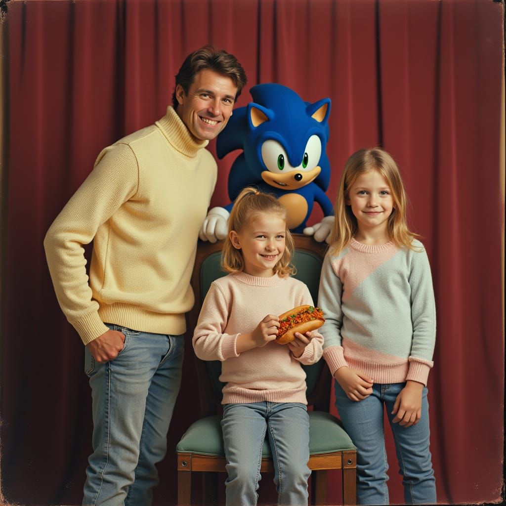 Sonic Photobomb in 90s Family Portrait