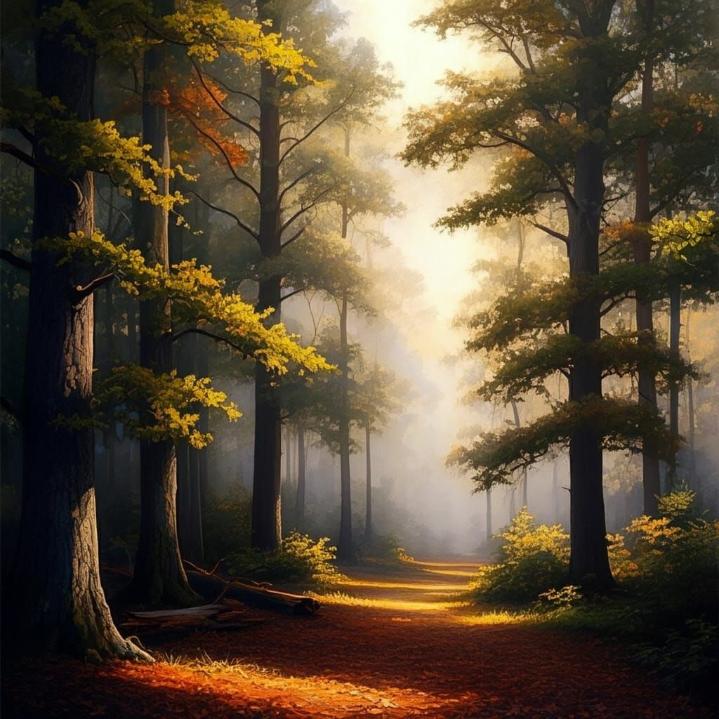 Majestic American Red Oak Forest Landscape