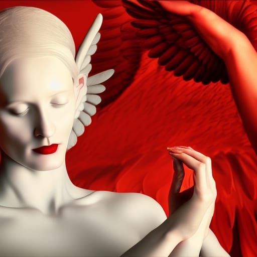 Angelic Devil Embrace in Surreal Baroque Style