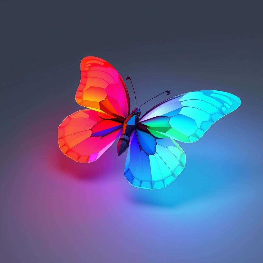 Low-Poly Butterfly in Futuristic Digital Art Style