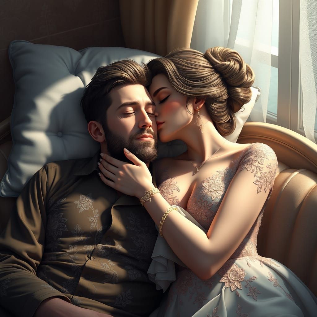 Romantic Kiss in Anime Style, 8k Resolution